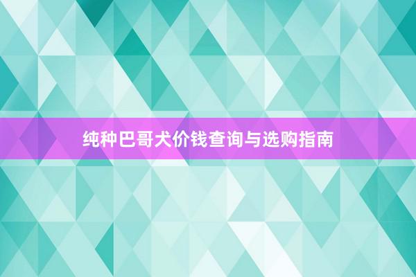 纯种巴哥犬价钱查询与选购指南